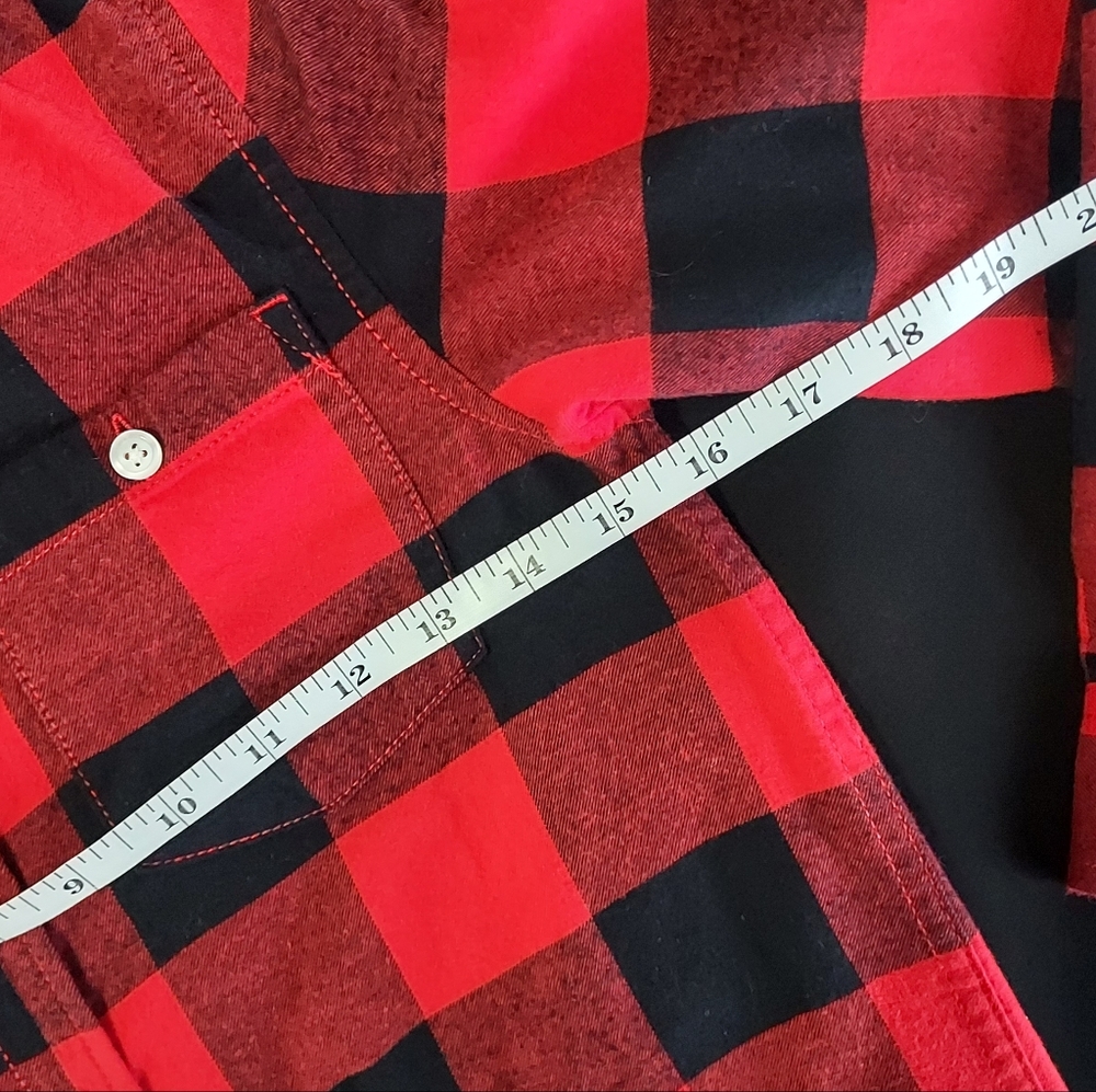 Cat & Jack girl's size M 8/10, long sleeve,  cotton, red & black plaid shirt - Picture 4 of 6